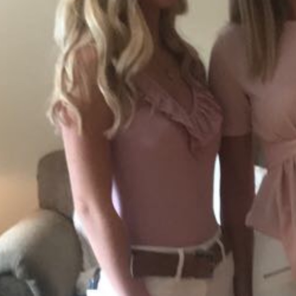 Blush Pink Ruffle U-Back Bodysuit